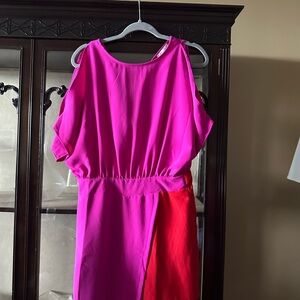 Vibrant Pink and Red Women's Romper